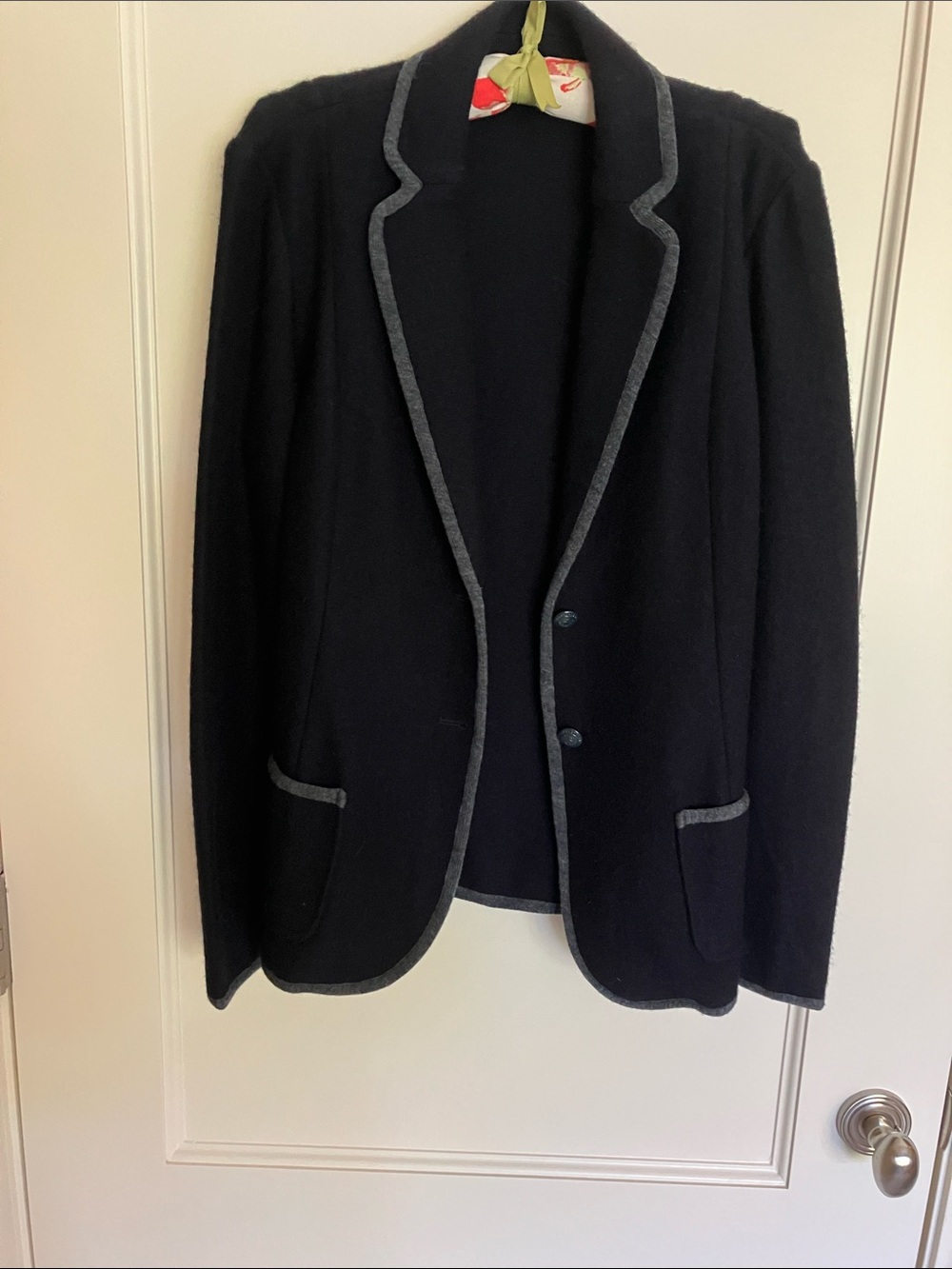 Brooks Brothers Navy Knit Blazer with Gray Trim